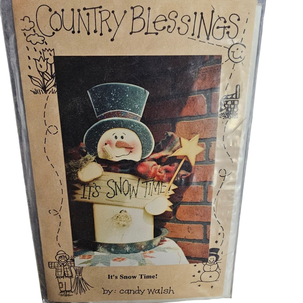 Country Blessings Its Snow Time Snowman Pattern 2002 Primitive Winter